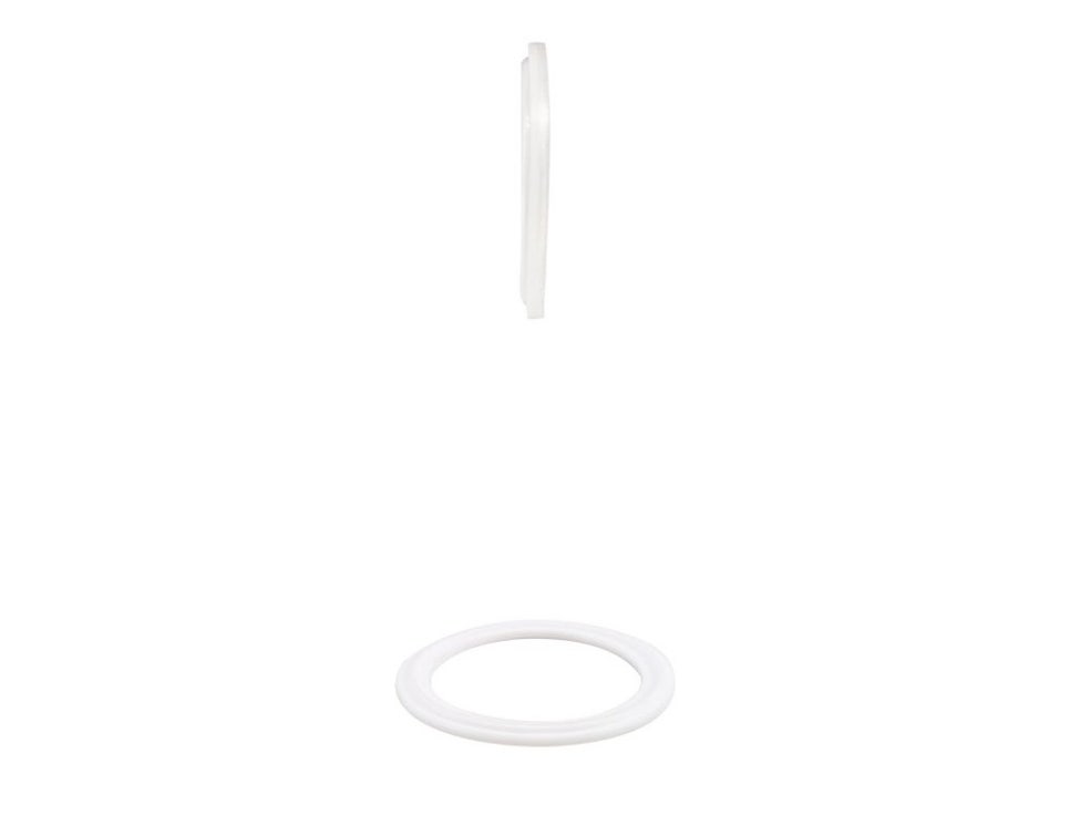 PTFE sanitary gasket shown in side profile and flat view