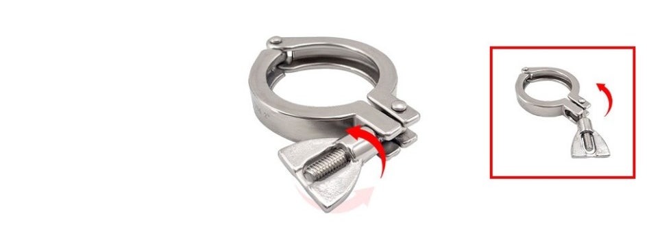 Sanitary clamp with butterfly wing nut