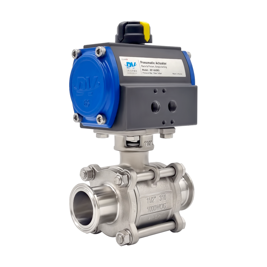 Sanitary 3PC ball valve SV-01, manual to pneumatic and electric on the same body, photo 8