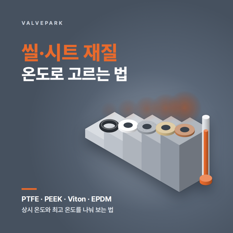 씰·시트 재질을 온도로 고르는 법 (PTFE, PEEK, Viton, EPDM)